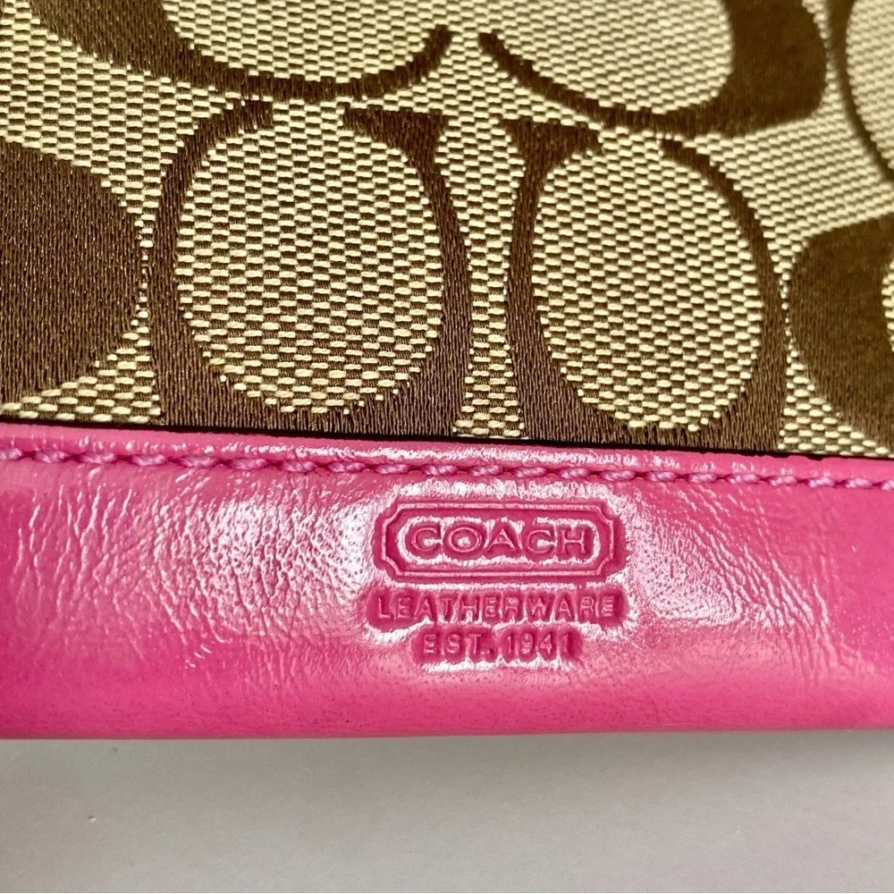 Coach Monogram Pink Leather Cardholder